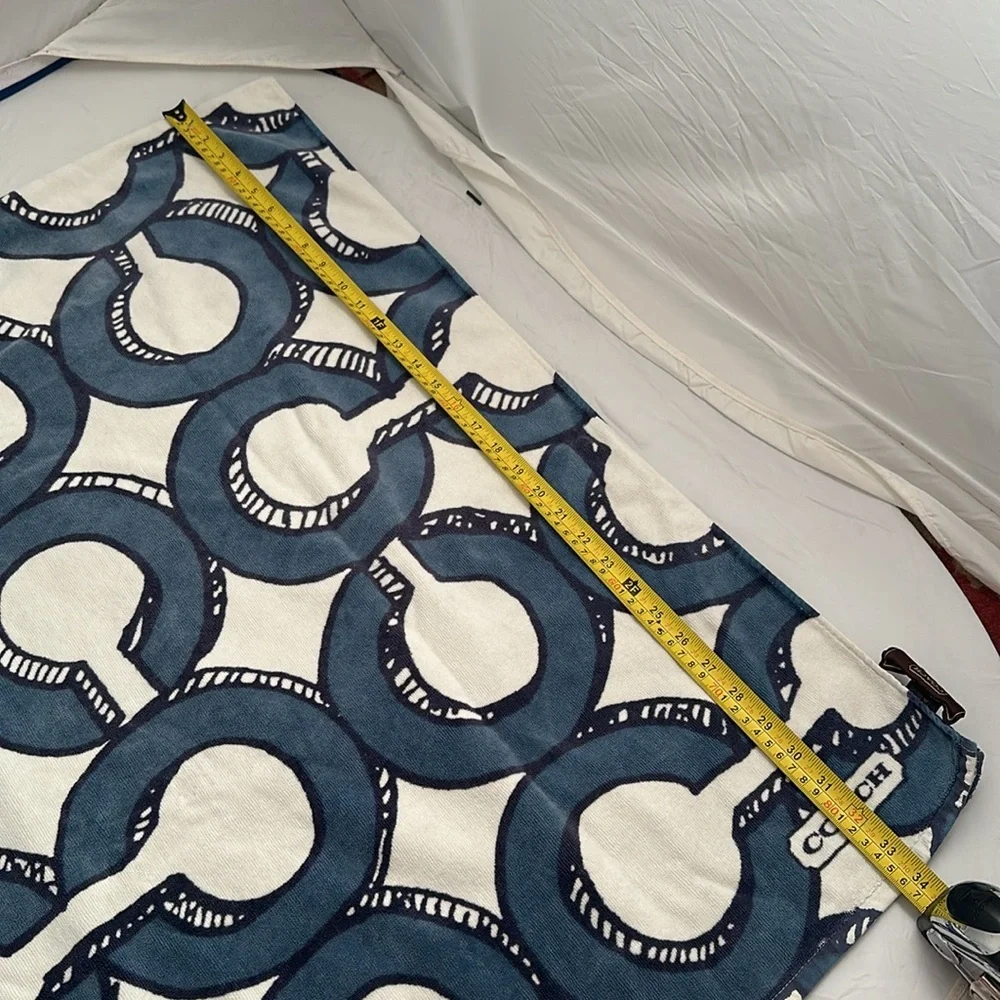 Coach blue and white signature C logo large beach towels